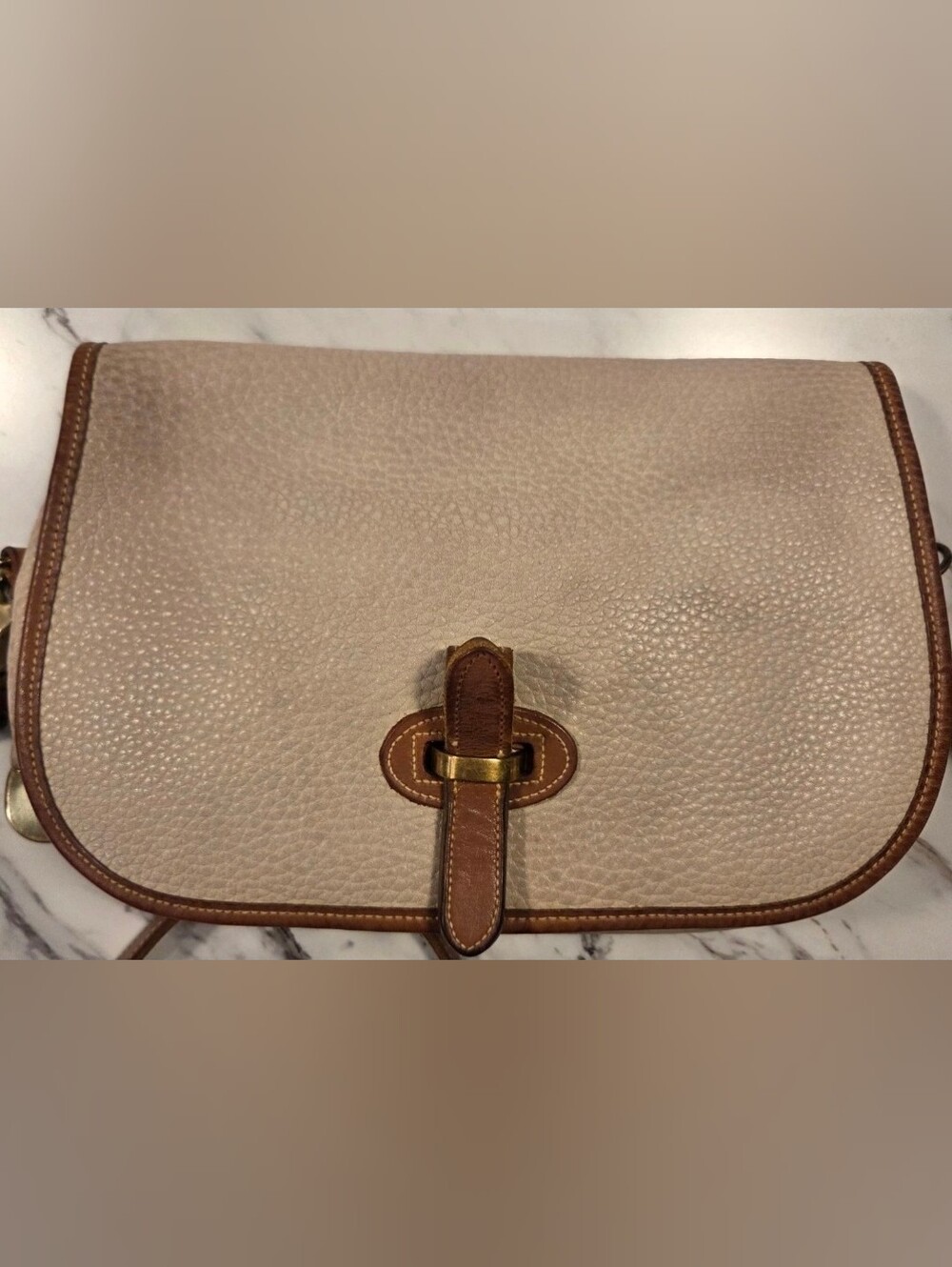 Dooney & Bourke Taupe Crossbody with Brown Trim